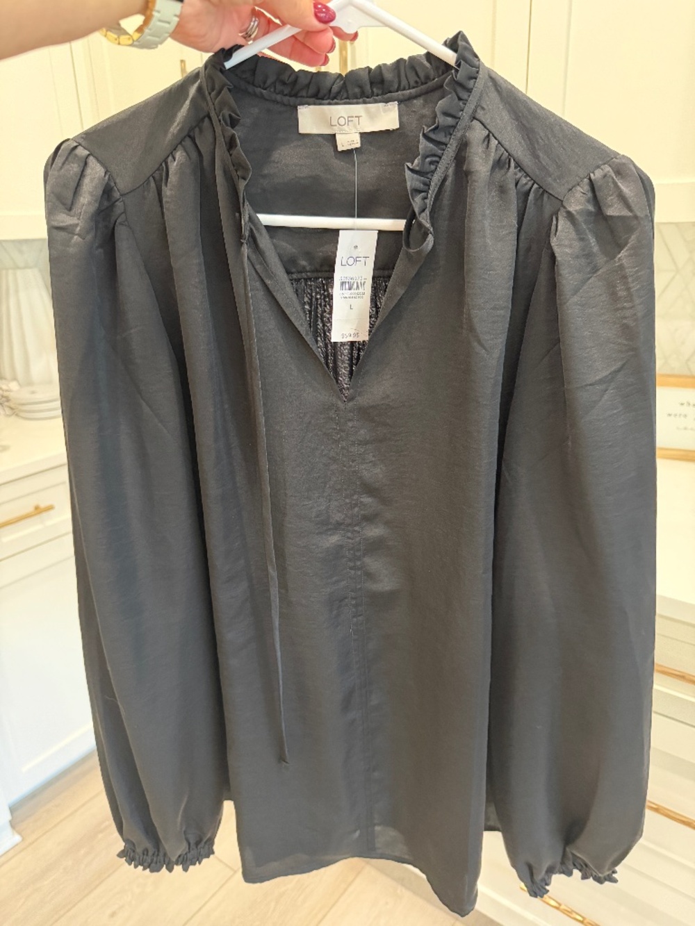 LOFT black long sleeve top NWT